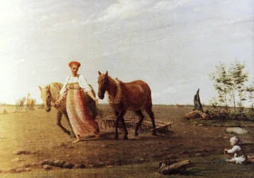 Primavera arando uma pintura por Alexei Venetsianov (1780-1847).